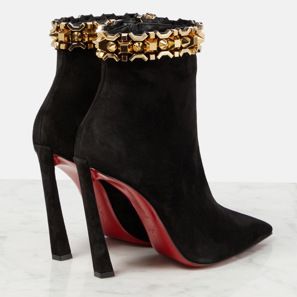 Christian Louboutin Asteroispikes Booty Embellished Suede Ankle Boots Booties - Picture 3 of 16